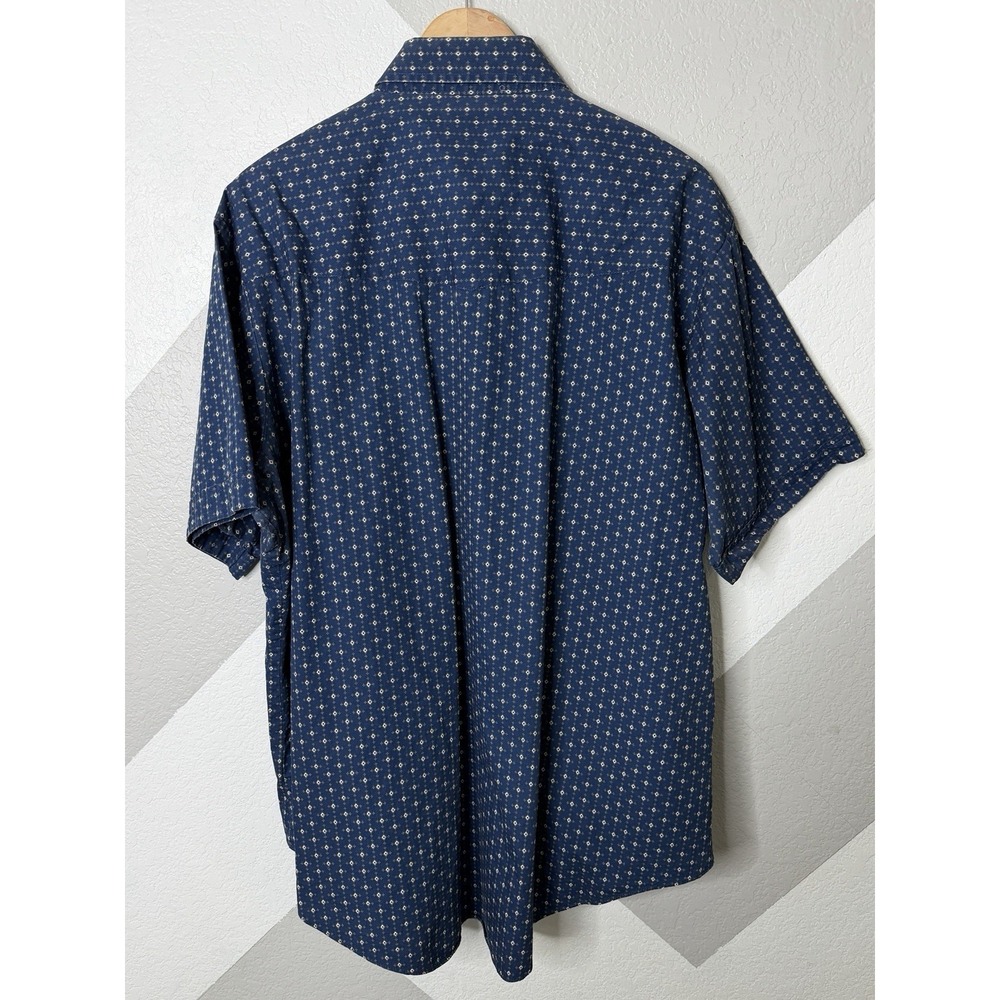 Ely Cattleman Mens Blue Geometric Pearl Snap Western Shirt Short Sleeve XXL 2XL - Picture 10 of 14